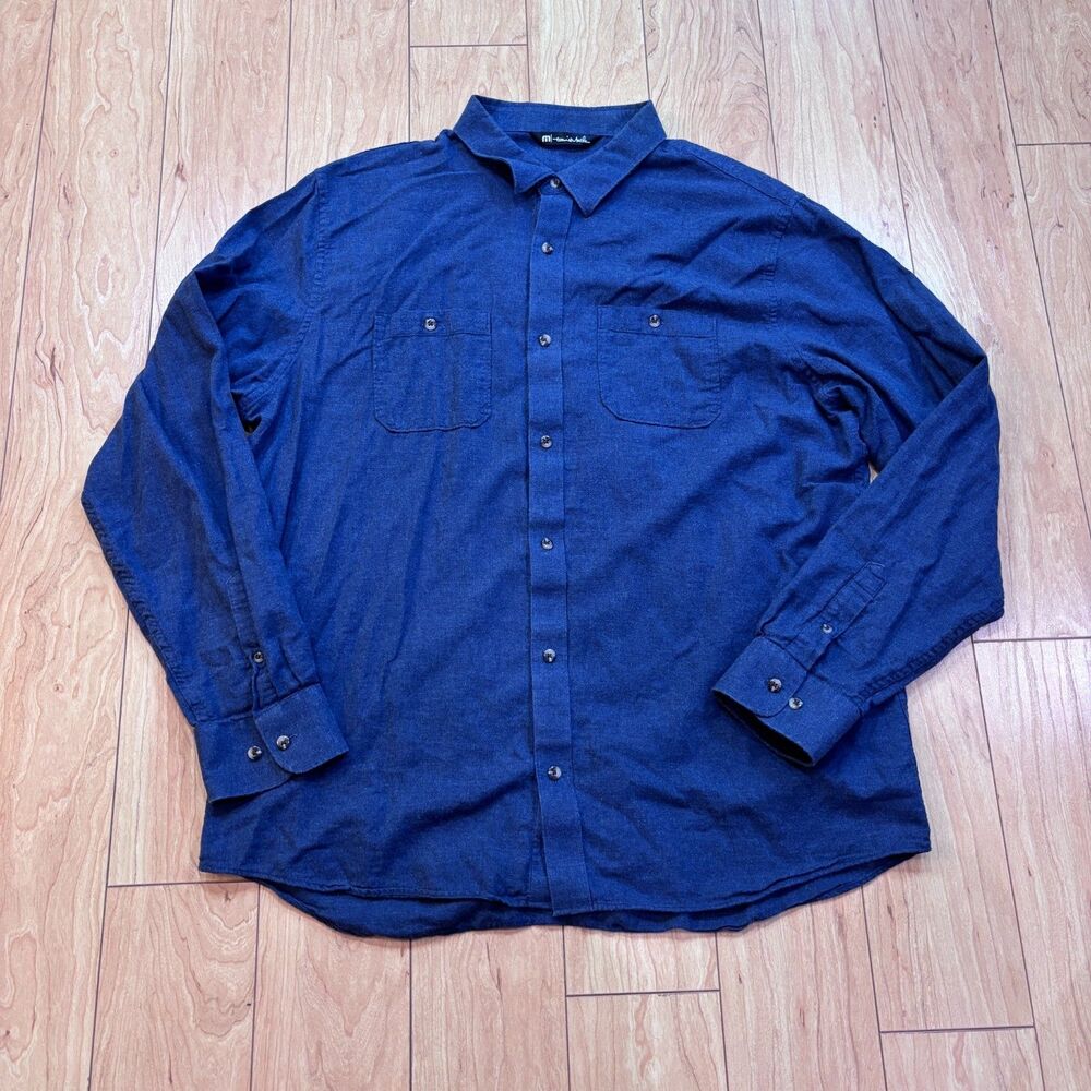 Travis Mathew Cloud Flannel Navy Blue Lightweight 100% Cotton Shirt Sz XL 1MX435